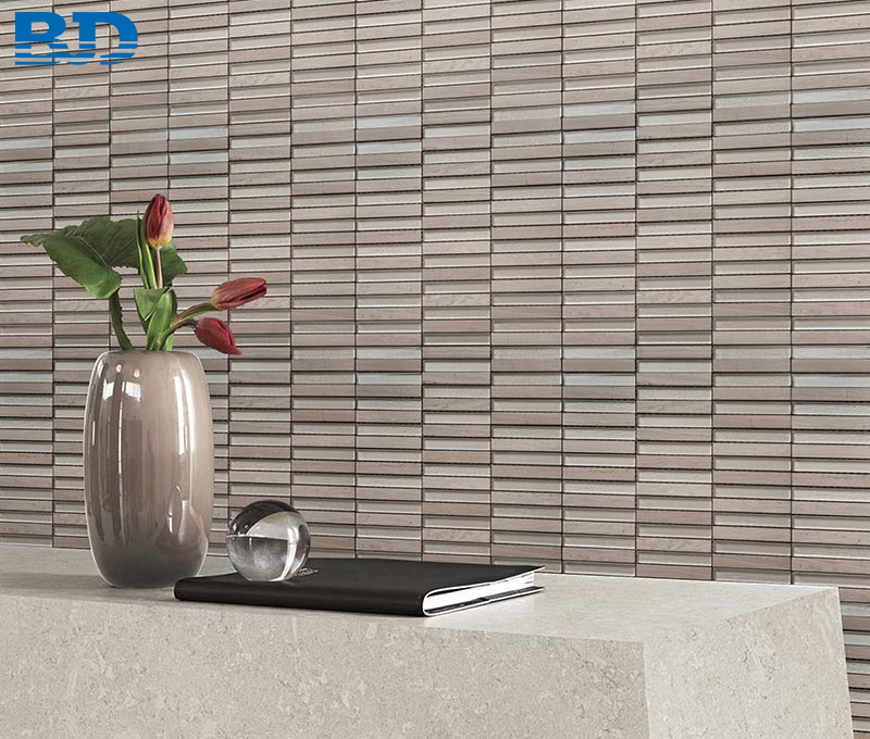 Time Texture Stone and Glass Mosaic (White)