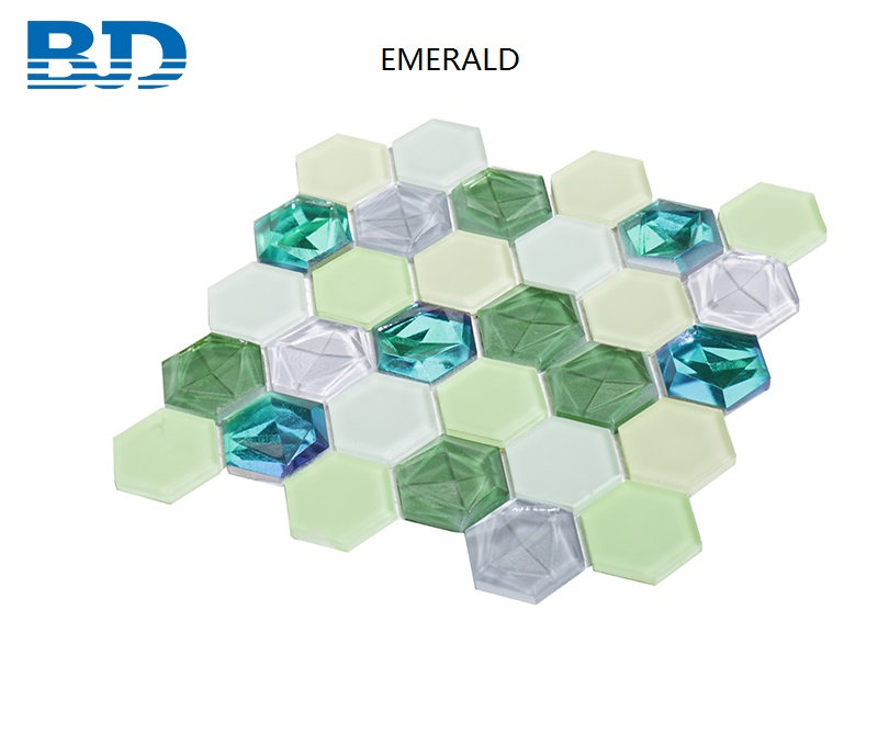 3D Diamond Glass Mosaic (Emerald)