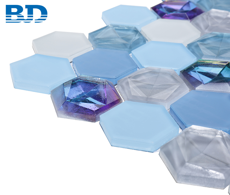 3D Diamond Glass Mosaic (Aquamarine)