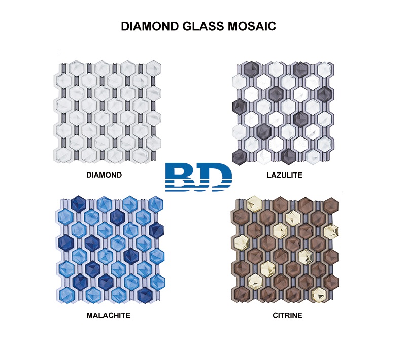 3D Diamond Glass Mosaic (Lazulite)