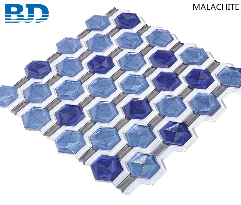 3D Diamond Glass Mosaic (Malachite)
