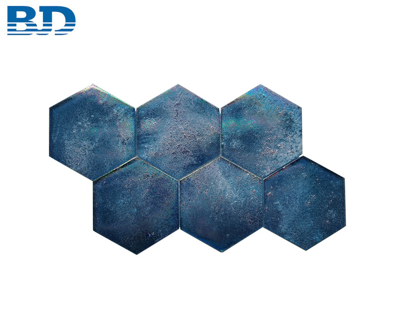Large Hexagon Glass Mosaic (Starry Blue)